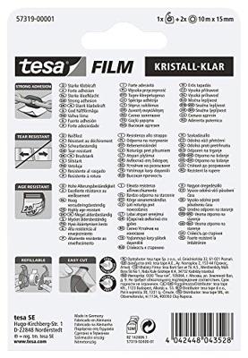 tesa 57319-00001-04 tesafilm Kristalhelder Transparant (l x b) 10 m x 15 mm 2 stuk(s)