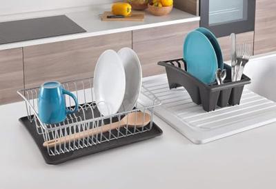 Afdruiprek voor Keukengootsteen Metaltex Grijs (35 x 30 x 11 cm)