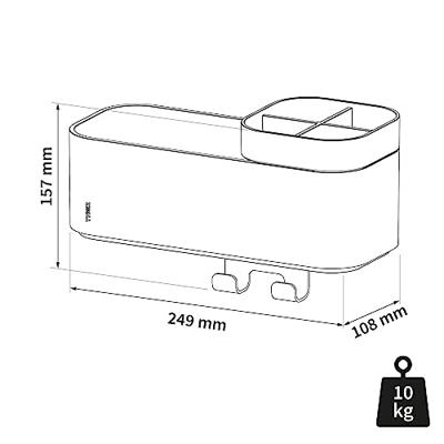 Tiger Opbergbakje 2-Store met Handdoekhaak en Tandenborstelhouder 25 cm Zwart Tiger Opbergbakje 2-Store met Handdoekhaak en Tandenborstelhouder 25 cm Zwart