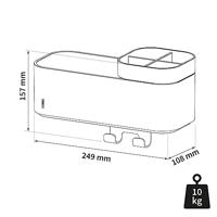 Opbergbakje Tiger 2-Store met Handdoekhaak en Tandenborstelhouder 25 cm Wit - thumbnail