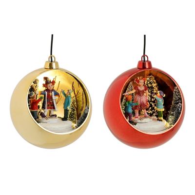 Bal hangend Pardoes & Pardijn werkt op batterijen goud rood 2 assorti l11,5xb10,5xh13 cm Luville - Luville