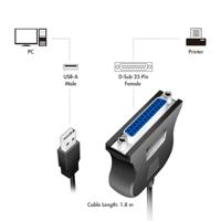 LogiLink USB 1.1 Aansluitkabel [1x USB 1.1 stekker A - 1x D-sub bus 25-polig] UA0054 1.50 m - thumbnail