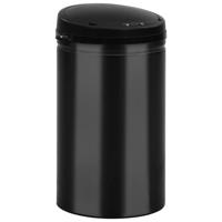 VidaXL Prullenbak met automatische sensor 40 l koolstofstaal zwart - thumbnail