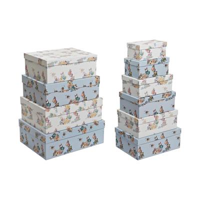 Set van opstapelbare opbergboxen DKD Home Decor Blauw Wit Blommor Karton (43,5 x 33,5 x 15,5 cm) Set van opstapelbare opbergboxen DKD Home Decor Blauw Wit Blommor Karton (43,5 x 33,5 x 15,5 cm)