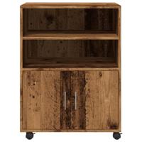 Rolkast 60x48x81 cm bewerkt hout oud houtkleurig - thumbnail