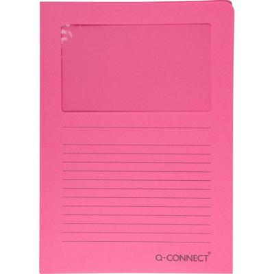 Q-CONNECT L-map met venster, 120 g/m², A4, pak van 100 stuks, roze