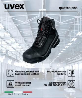 Uvex werkschoen 8401/2 s3 hoog zwart mt45