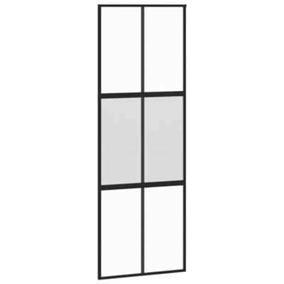 Schuifdeur 76x205 cm gehard glas en aluminium zwart
