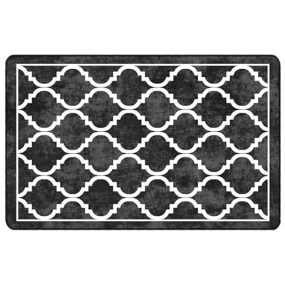 Vloerkleed wasbaar anti-slip 190x300 cm zwart en wit