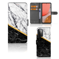 Samsung Galaxy A72 | Bookcase | Marmer Wit Zwart - Origineel Cadeau Man - thumbnail