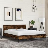 Bedframe bewerkt hout metaal gerookt eikenkleurig 150x200 cm - thumbnail