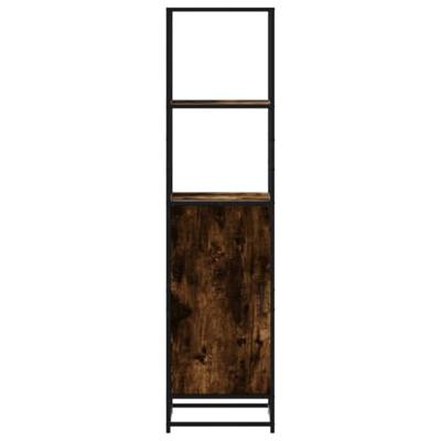 Hoge kast 35,5x35x139 cm bewerkt hout en metaal gerookt eiken