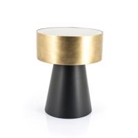 By-Boo Bijzettafel 'Bunga' 40cm zwart/goud met glazen blad - thumbnail