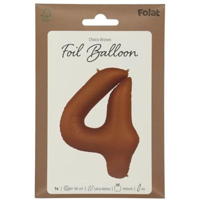 Folieballon Cijfer 4 Bruin Mat (86cm)