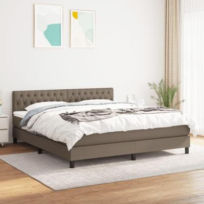 Boxspring met matras stof taupe 180x200 cm