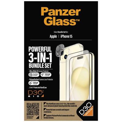 PanzerGlass 3-in-1-Pack B1172+2809 Screenprotector (glas) Apple IPhone 15 1 stuk(s)