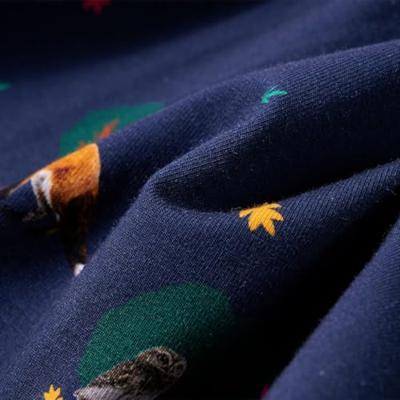 Kinderjurk lange mouwen en trekkoord dierenprint 140 marineblauw