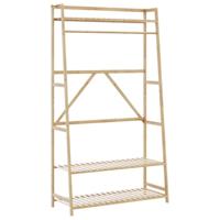 VidaXL Kledingrek met schappen 110x40x180 cm bamboe - thumbnail