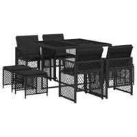9-delige Tuinset poly rattan zwart - thumbnail