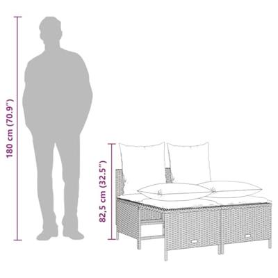 4-delige Loungeset met kussens poly rattan beige