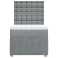 Boxspring met matras stof lichtgrijs 90x200 cm - thumbnail