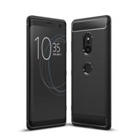 Geborsteld textuur koolstofvezel schokbestendige TPU Case voor Sony Xperia XZ3(Black) - thumbnail