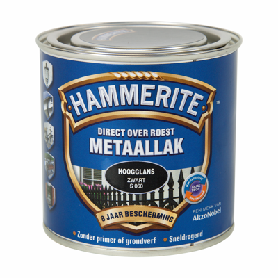 Hammerite Metaallak Direct over Roest Hoogglans - S060 Zwart