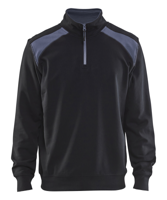 Blåkläder Sweatshirt bicolour met halve rits 33531158 | Zwart/Grijs | Maat M - 7330509456361 - thumbnail