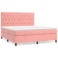 Boxspring met matras fluweel roze 160x200 cm - thumbnail