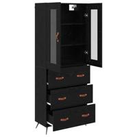 Hoge opbergkast met plank 2 pcs Zwart Eiken Bewerkt hout - thumbnail