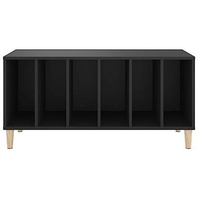 Platenkast 100x38x48 cm bewerkt hout zwart - thumbnail