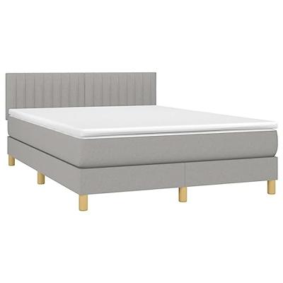 Boxspring met matras en LED stof lichtgrijs 140x200 cm
