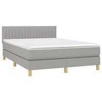 Boxspring met matras en LED stof lichtgrijs 140x200 cm - thumbnail