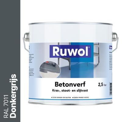 Ruwol Betonverf Donkergrijs (RAL 7011) 2,5 liter Ruwol Betonverf Donkergrijs (RAL 7011) 2,5 liter