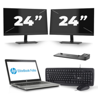 HP EliteBook Folio 9470m - Intel Core i7-3e Generatie - 14 inch - 8GB RAM - 256GB SSD - Windows 10 + 2x 24 inch Monitor - thumbnail