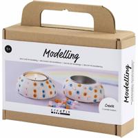 Creativ Company Mini hobbyset boetseren, kaarsenhouders, wit, 1 doos - thumbnail
