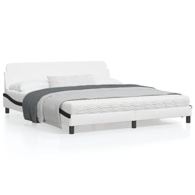 Bedframe met hoofdbord kunstleer wit en zwart 180x200 cm