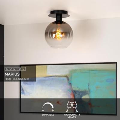 Lucide MARIUS - Plafonnière - 1xE27 - Zwart