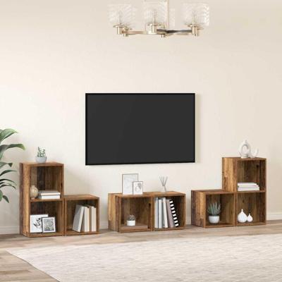 TV-kast set 6 pcs Oud Hout 37 x 35 x 72 cm Bewerkt hout