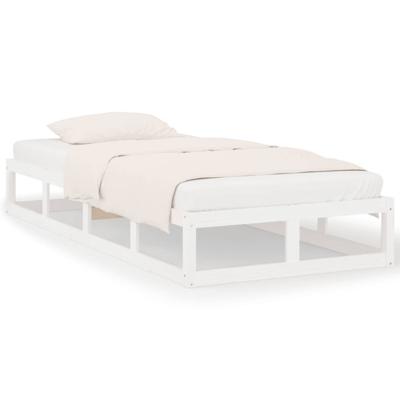 Bedframe massief hout wit 75x190 cm