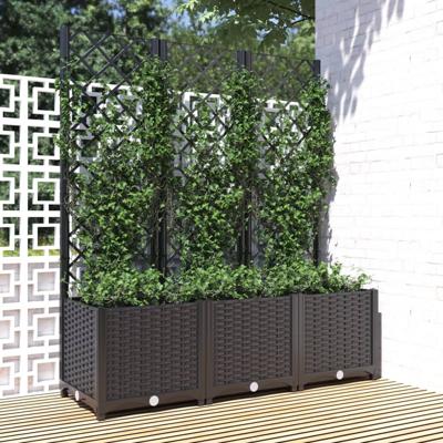 VidaXL Plantenbak met latwerk 120x40x136 cm polypropeen zwart