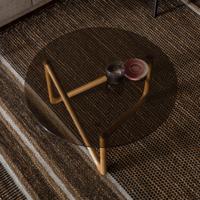 Dutchbone Ronde Salontafel 'Naia' Eikenhout en glas, 80cm, kleur Naturel - thumbnail