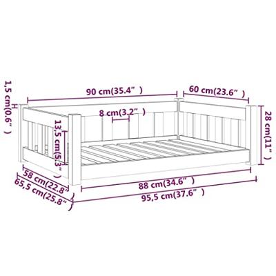 VidaXL Hondenmand 95,5x65,5x28 cm massief grenenhout wit