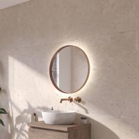Ben Mimas ronde spiegel met LED verlichting en anti-condens Ø40cm geborsteld koper - thumbnail