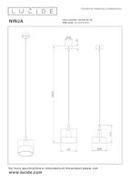 Lucide NINJA - Hanglamp - Ø 20 cm - 1xE27 - Grijs - thumbnail