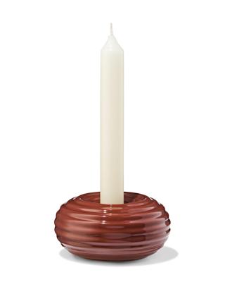 HEMA Kandelaar 9.7x20cm keramiek ribbel bruin (bruin)