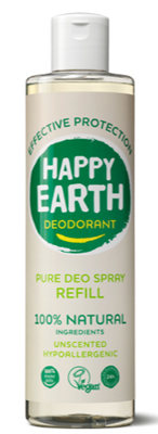 Happy Earth 100% Natural Deo Spray Unscented Hypoallergenic Refill