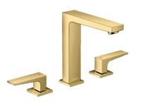 Hansgrohe Wastafelmengkraan Metropol 3-Gats 160 met Rechte Greep en Push-Open Afvoer Gepolijst Goud - thumbnail