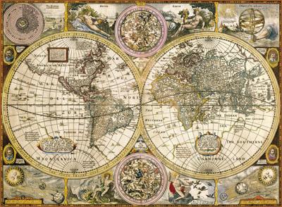 Clementoni puzzel antieke wereldkaart, 3000st. - thumbnail