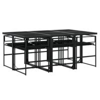 7-delige Tuinset met kussens poly rattan zwart - thumbnail